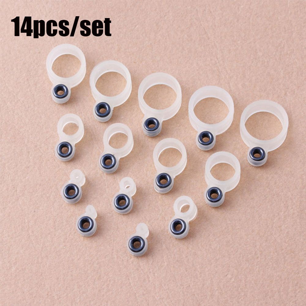 LIBRAR 14Pcs Chất lượng cao O Ring Kích cỡ khác nhau Silicone Hướng dẫn dây câu cá Vòng gốm mắt Bộ dụng cụ sửa chữa mẹo Vòng dây cần câu