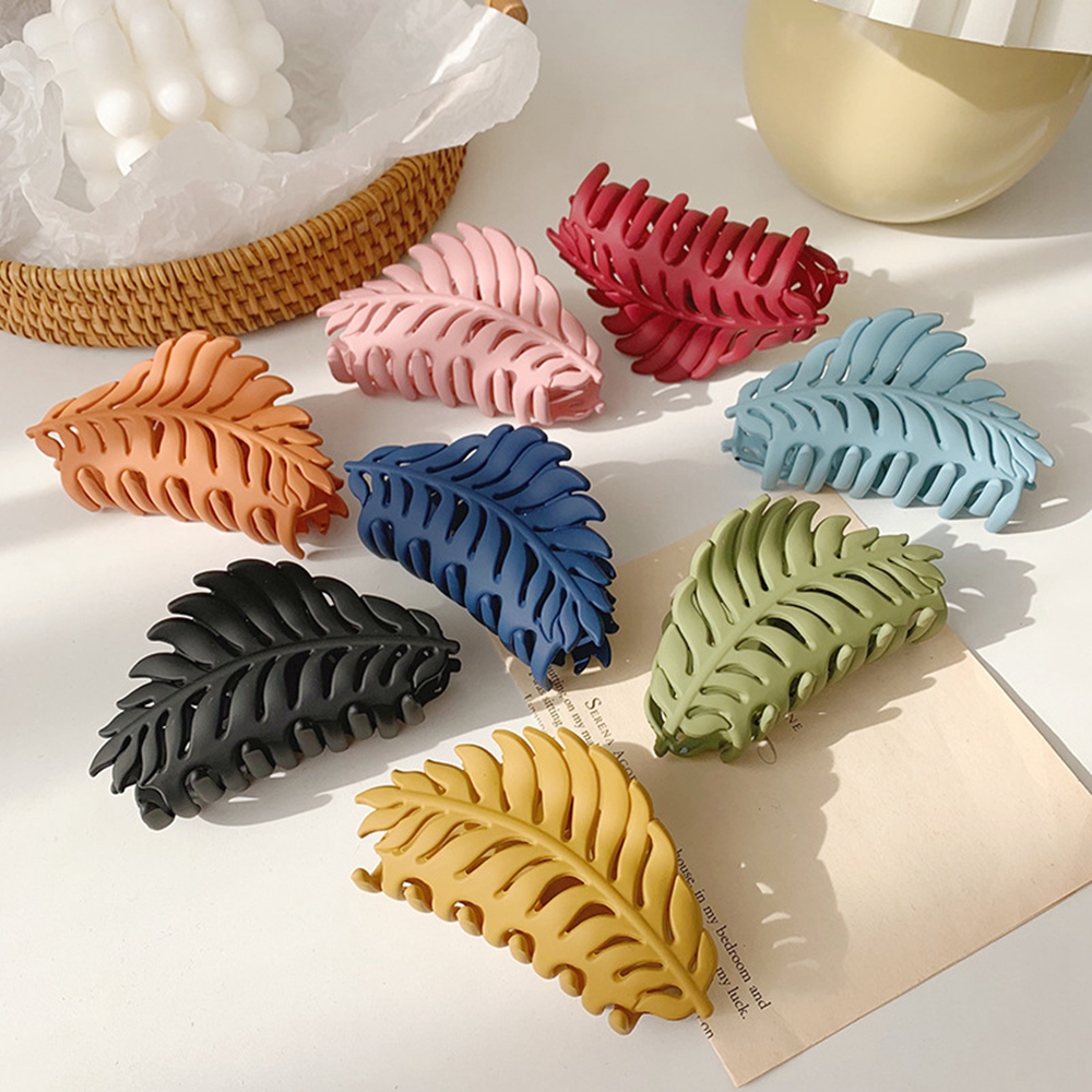 BUBBLE FASHION Fashion Large Barrette Plastic Geometric Ponytail Clip Frosted Leaves Hair Clip Hairpin Hair Accessories