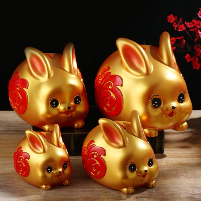 2023 Trung Quốc thỏ năm ống heo đựng tiền Bunny điêu khắc động vật Bunny
