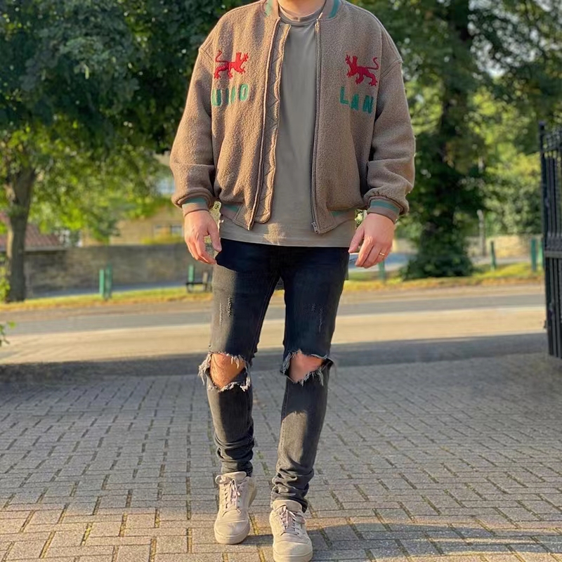 CALABASAS SEASON 5 Baseball Jacket Men Women and West High Quality Puffer Leopard Embroidered Pattern Vintage Wool Zi Coat · v4