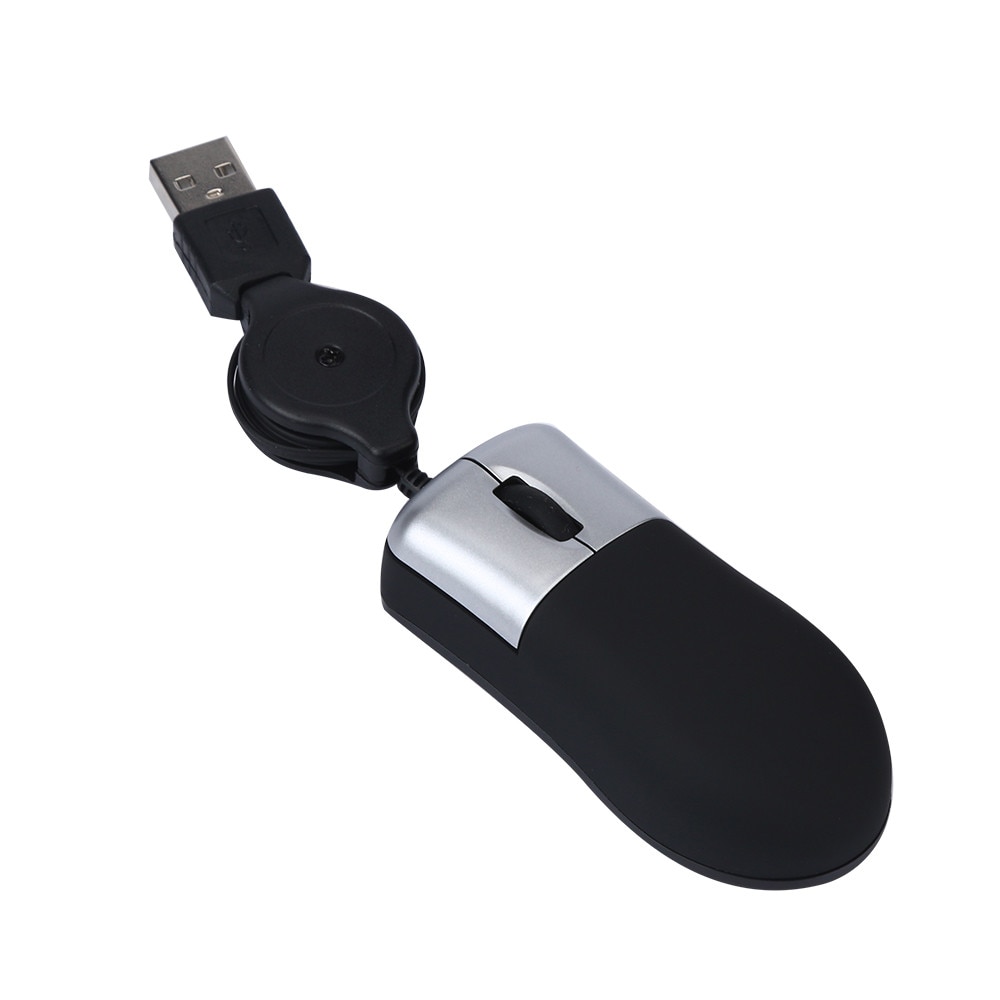 Notebook Optical Wheel Mouse PC Wired Mini USB Retractable For Laptop