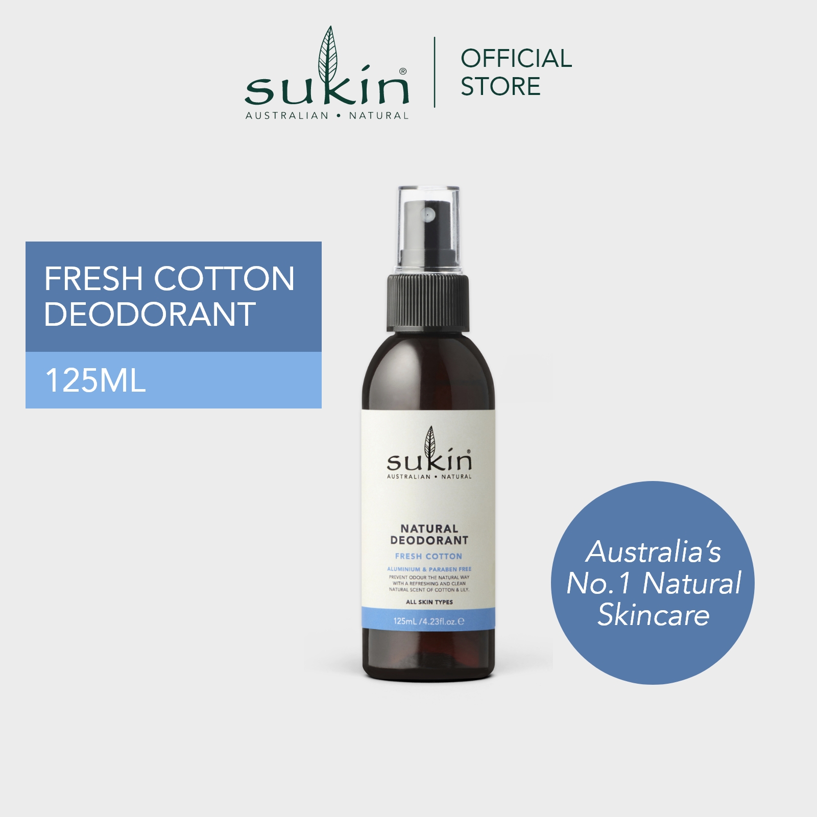 Gambar Sukin Natural Deodorant   Fresh Cotton (125ml)