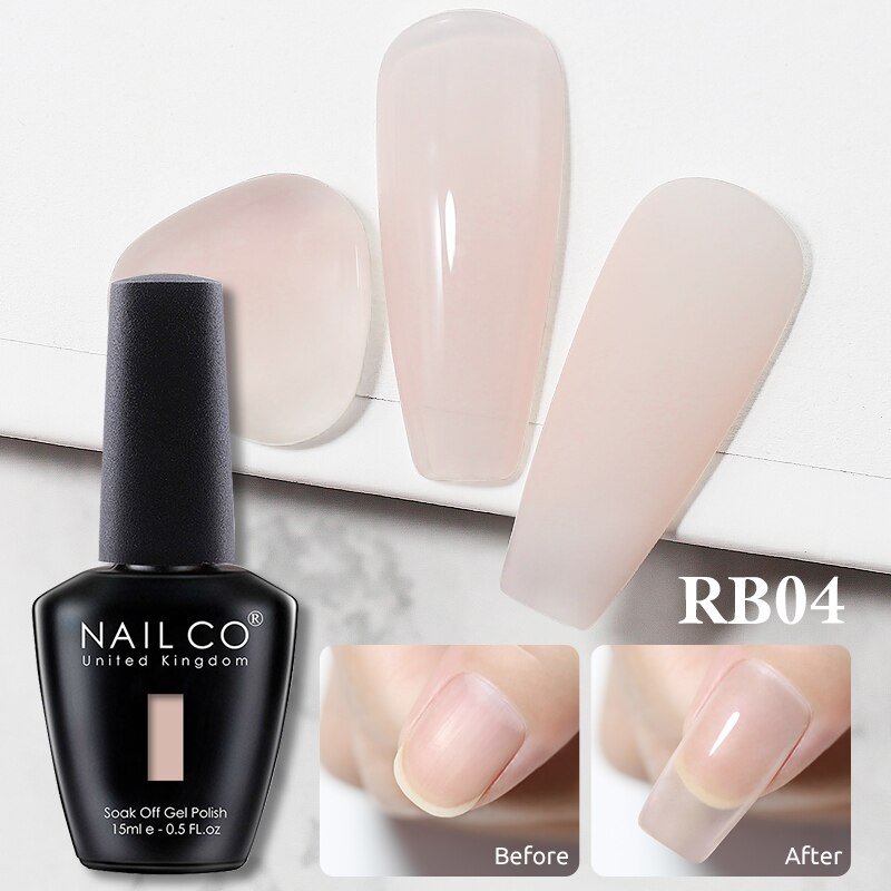 NAILCO Rubber Base Polish Gel Milky Pink Jelly White Beige 6 Colors Gel Varnish Manicure Semi Perman