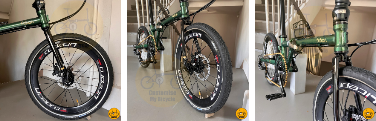 Fnhon Gust 20-calowy rower składany Shimano 9-biegowa lekka rama Schwalbe Marathon Opony zielone
