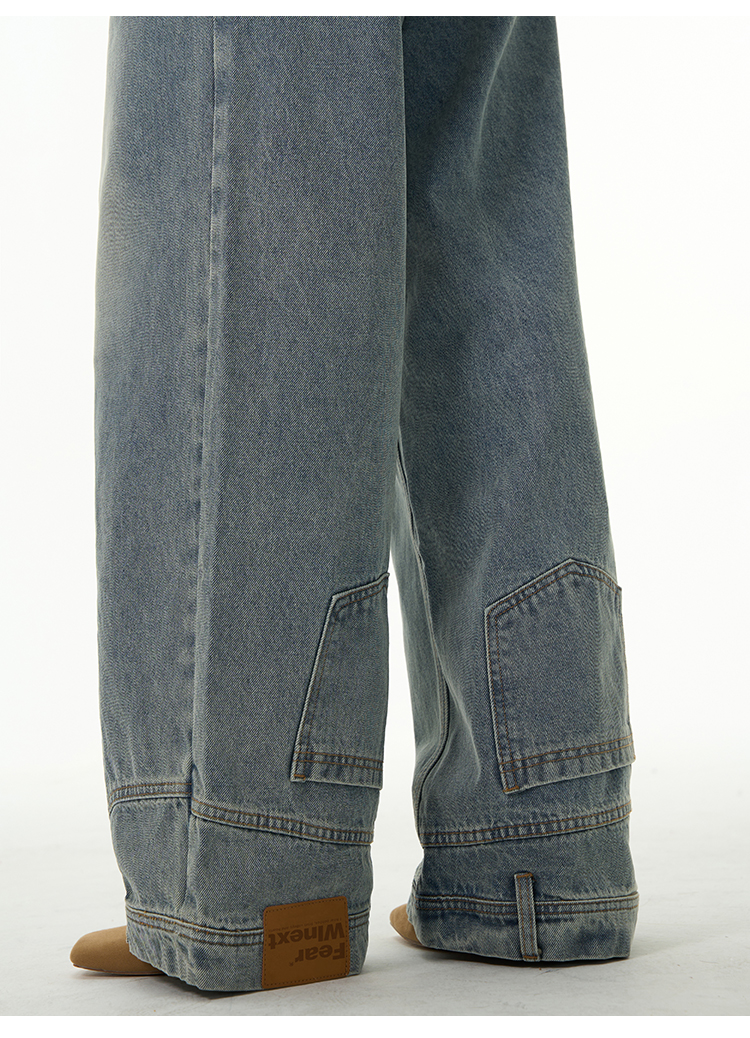Weilang's Store American High Street-broek voor heren, coole Street Fashion R, omgekeerde jeans, paar, niche, lange broek