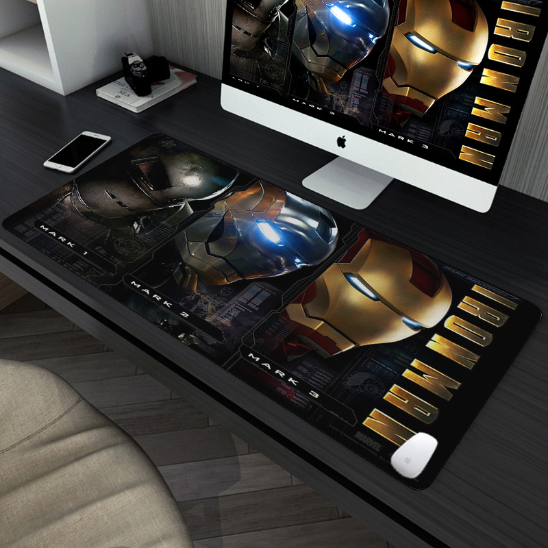 แผ่นรองเมาส์ลายอนิเมะ Gaming Grande แผ่นรองเมาส์เกมเมอร์แป้นพิมพ์ Iron Man สำหรับ400x900