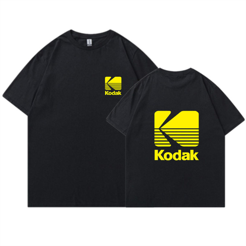 2023 100% Cotton Summer Men Tee Korean Fashion Loose Kodak Print Short Sleeve Cotton T Shirt Oversized Harajuku Top Unisex Large Size XS-4XL-5XL-6XL