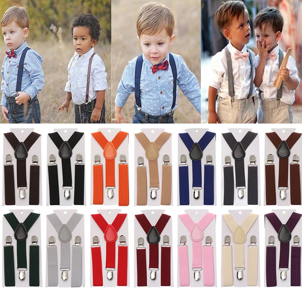 NQMODL SHOP 1pc Charming Baby Cute Children Wedding Dress Elastic Braces Adjustable Strap Clip Kids Suspenders Solid Color