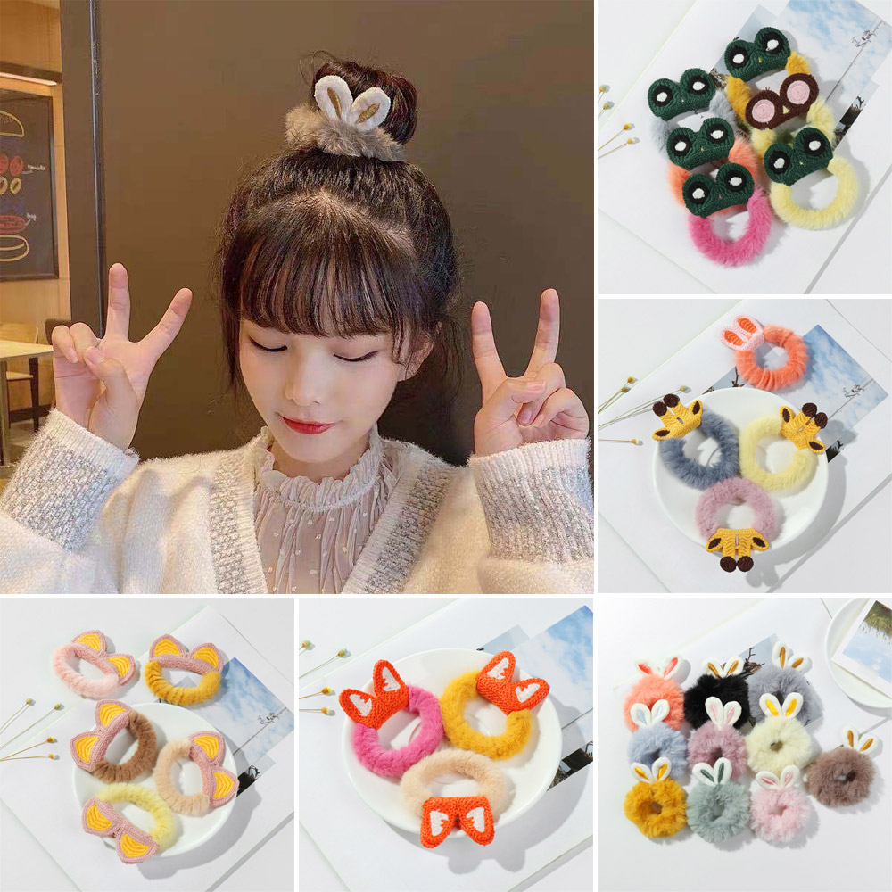 SIKONG Fashion Elastic Lovely Plush Hair Accessories Hair Bands Hair Scrunchies Imitation Rabbit Fur