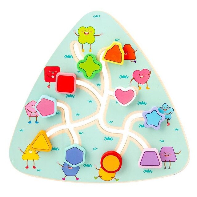 Montessori ของเล่นเด็กเขาวงกตต้นไม้สไลด์ปริศนา Board สัตว์รูปร่างดิจิตอล Interactive เกมของเล่นเพื่อการศึกษา