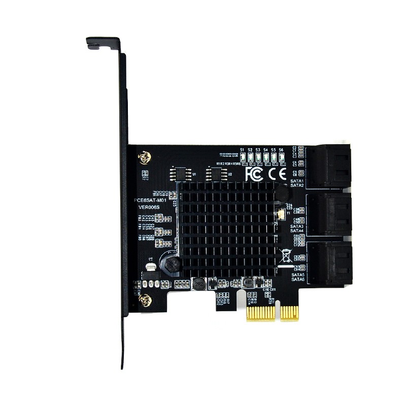 For Marvell 88Se9215 Chip 6 Ports Sata 3.0 To Pcie Expansion Card Pci Express Sata Adapter Sata 3 Converter With Heat Sink For Hdd