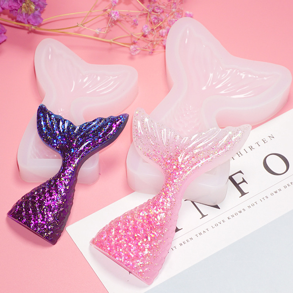 T1UZOLD Craft DIY Fish Fork Tail เค้กตกแต่ง Mermaid Tail เค้กช็อคโกแลตเครื่องมืออบแม่พิมพ์สบู่ถาดอบแม่พิมพ์