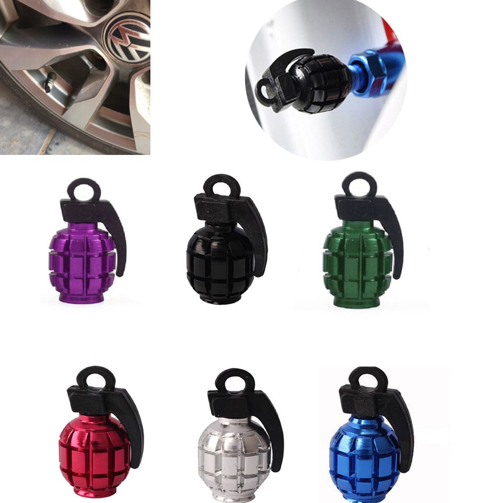ALEXIS BAGS 4PCs Aluminium Alloy Cycling Grenade Style Moto Bicycle Wheel Dust Cover Landmines Design Bike Valve Caps Tire Protection