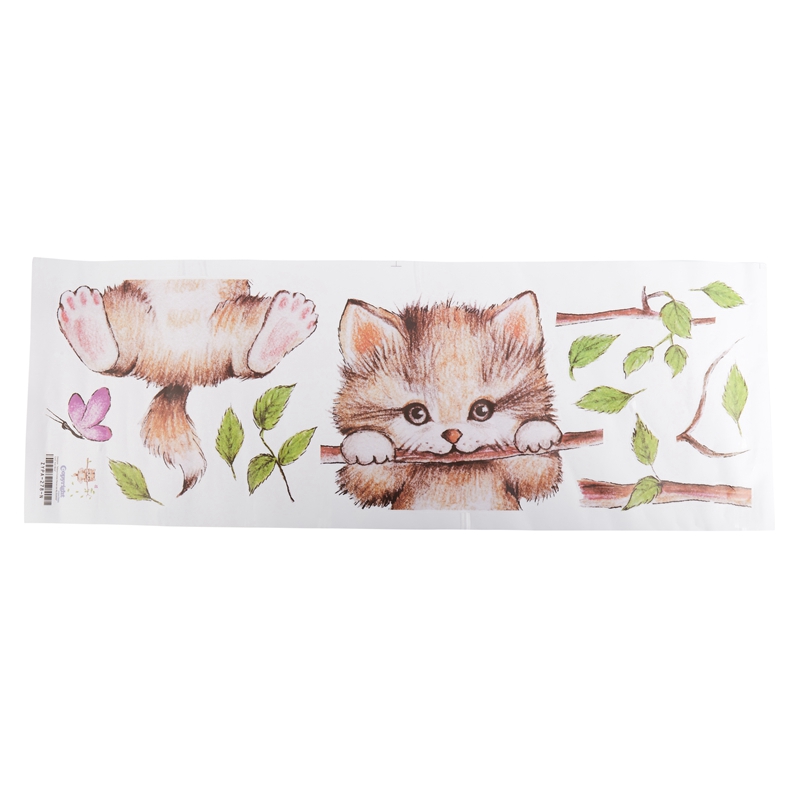 Giảm giá Cute cat butterfly tree branch wall stickers for kids rooms home decoration cartoon animal wall decals diy posters pvc mural art - BeeCost Giảm giá Cute cat butterfly tree branch wall stickers for kids rooms home decoration cartoon animal wall decals diy posters pvc mural art - BeeCost