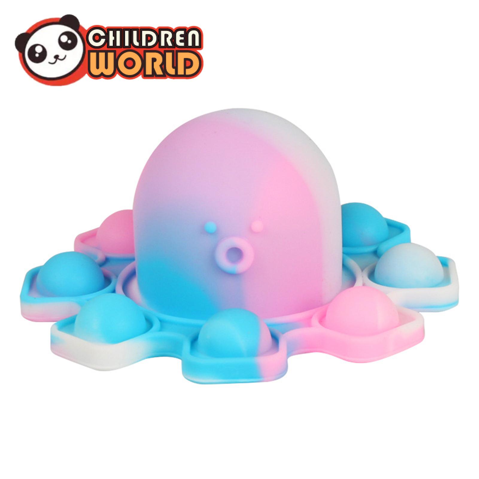 Childrenworld ซิลิโคนที่มีประโยชน์ Sensory Octopus ความเครียดบรรเทาความยืดหยุ่นสูง Skin-Friendly Flip Octopus ขนาดเล็ก Squeeze Sensory ของเล่นสำหรับเด็ก