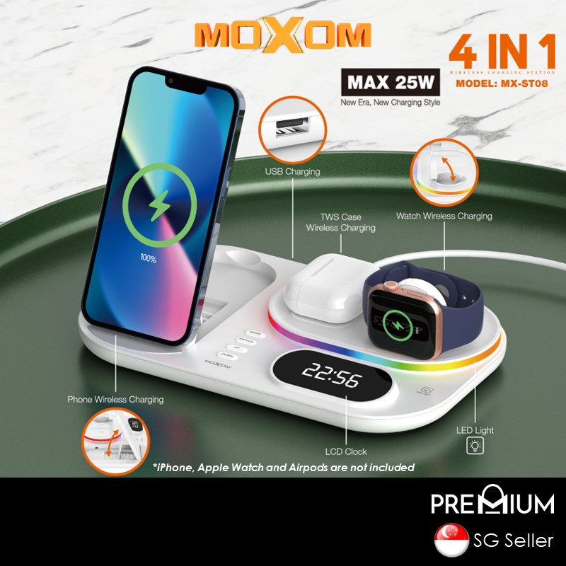 Station de charge sans fil 4 en 1 MOXOM MX-ST08 -0