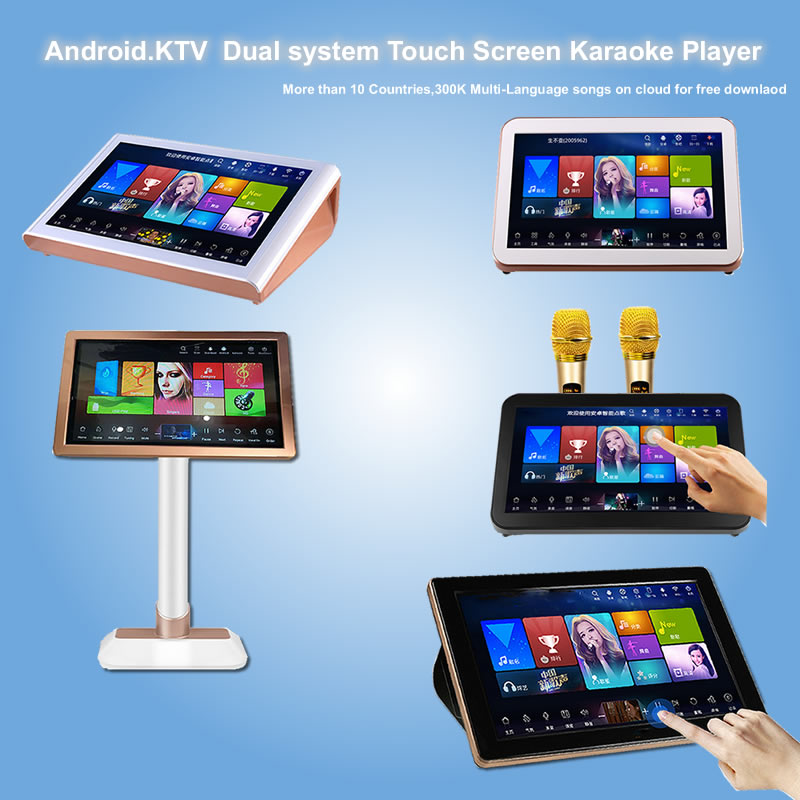 HAJURIZ 15.6 Touch Screen Karaoke Player,2TB HDD 40K Songs,Chinese English,240K Multi-Language Songs On Cloud,Free Download,Android Linux Dual System 