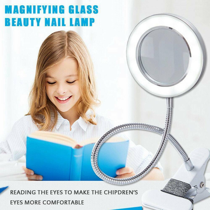Desk Table Top 8X Magnifying Glass Beauty Nail Salon Tattoo Magnifier Lamp Light