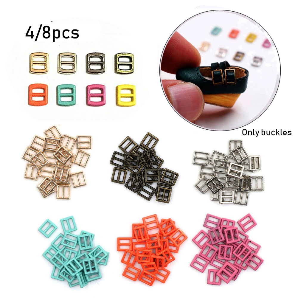 MENGLIANG 4/8pcs Newest 12 colors Stuffed Toys Mini Ultra-small Tri-glide Buckle Diy Dolls Buckles Doll Bags Accessories Belt Buttons